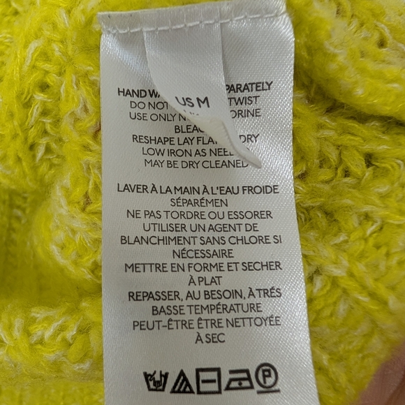 ANTHROPOLOGIE YELLOW V NECK WOOL SWEATER SIZE MEDIUM - Picture 6 of 7